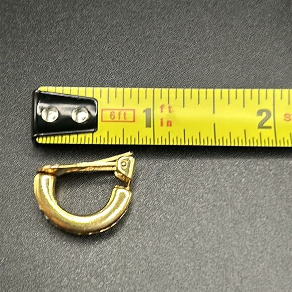VTG Christian Dior Rhinestone Baguette Gold Half Hoops Clip Ons - Picture 12 of 12